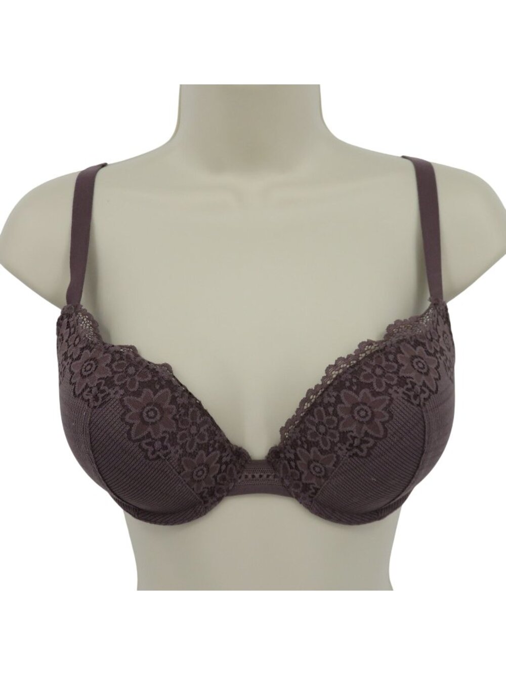Adore Me 36C Style BR-09910-PLU Plum Purple Underwire Padded Push Up Lace Bra
